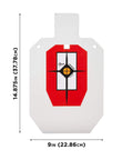 IPSC Silhouette Target On AR500 Steel For Rimfire And Centerfire Pistols 9 Inch Wide By 14.875 Inch High White Red Black