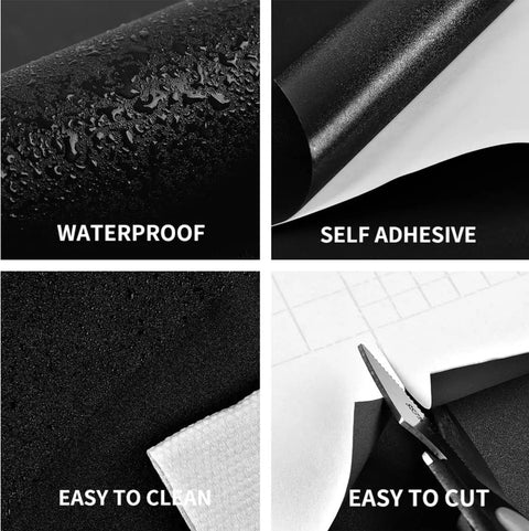 Thick Black Peel And Stick Wallpaper Self Adhesive Wall Covering For Bathrooms And Kitchens 17.51 In By 400 In Removable Textured Vinyl.