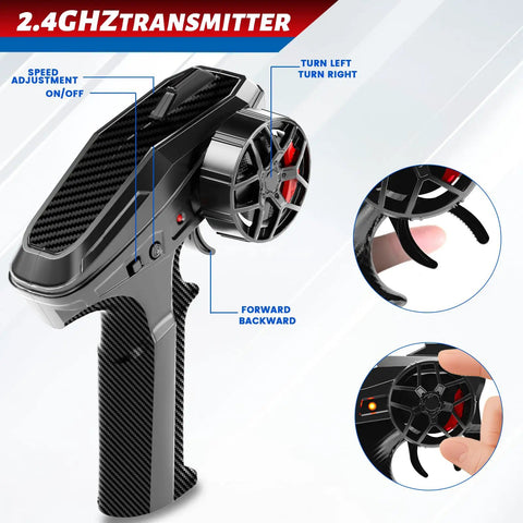 2.4GHz transmitter for Dope 1 To 24 Scale 4WD RC Drift Pickup Car With Two Sets Of Drift And Off Road Tires High Low Speed