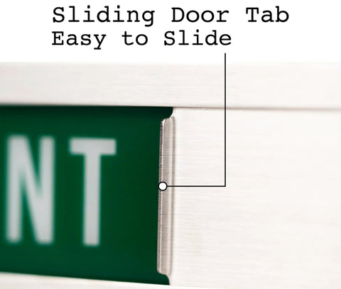 Vacant Occupied Privacy Sign For Office Doors Restrooms Pro Grade Smooth Sliding In Out Indicator close-up of sliding tab