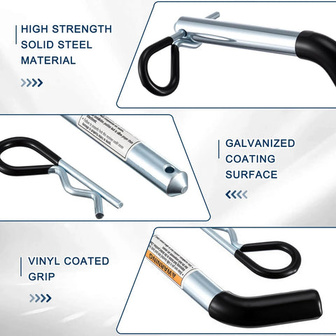 12 Pack Five Eighth Inch Trailer Hitch Pins And Clips With Galvanized Coated Vinyl Black Grip Solid Steel