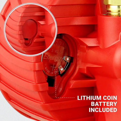 Digital Tire Inflator With Backlit Gauge Measures 5 To 220 Psi Reads In Psi Bar KPa KgPerCm2 with lithium coin battery slot