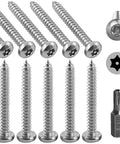 Built Tough Heavy Duty Stainless Steel Button Head Torx Sheet Metal Screws Security Tamper Proof Fasteners With T25 Bits For Garage Work And Outdoor Renovations 50 Pack