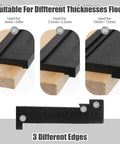 Universal Tapping Block For Vinyl Plank And Laminate Floors showing three reversible edges for diverse flooring thicknesses