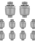 Heavy Duty 10 Pack 1 2 Inch Liquid Tight Connectors Npt Threads For Flexible Pvc Electrical Conduit Non Metallic Fittings in gray.