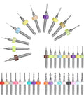 40 Pc PCB Drill Bit Set From 0.1mm To 3.0mm Micro Drill Bits With Spiral Flute Carbide shown in rows with color-coded rings