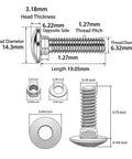 Diagram of Eight Piece Stainless Steel Carriage Bolt Kit With Nuts And Washers One Quarter Inch By Twenty Threads And Three Quarter Inch Long Full Thread Square Neck Ready To Use For Planter Boxes Decks Swing Sets Diy Friendly