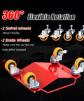 Heavy Duty 5500 Lbs Car Wheel Dolly Set With Anti Skid Plates And 360 Swivel Wheels showing 360-degree flexible wheel rotation.