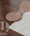 Self Adhesive PVC Furniture Pads for hardwood and tile floors showing smooth gliding motion on hardwood surface.