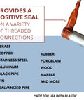 Hard Setting Permanent Thread Sealant With Fast Dry Red Varnish For PVC Metal Rubber Wood And More Heavy Duty Leak Proof Seal In A Brush In Cap Applicator BT04 One Quarter Pint Can applied on threaded pipe
