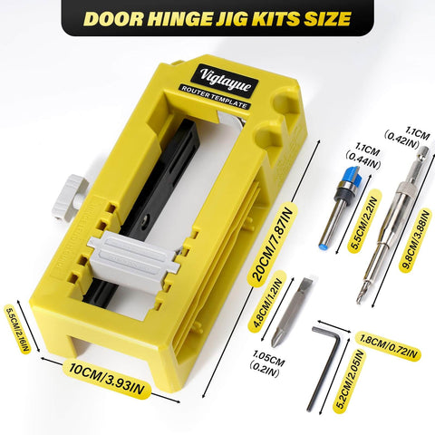 Router Template Hinge Mortiser For 3 To 5 Inch Hinges No Fuss Fit, Square Or Radius Corner Styles, kit with bits and wrench