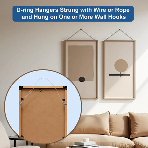 All In One Picture Hanging Kit 181 Piece Heavy Duty Set With 100 Ft Braided Wire 60 D Ring Hangers With Screws close-up