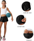 Girl wearing Girls Athletic Shorts With Liner Quick Dry Lightweight Running Shorts For Active Workouts Built In Mesh Liner Black Size S7Y