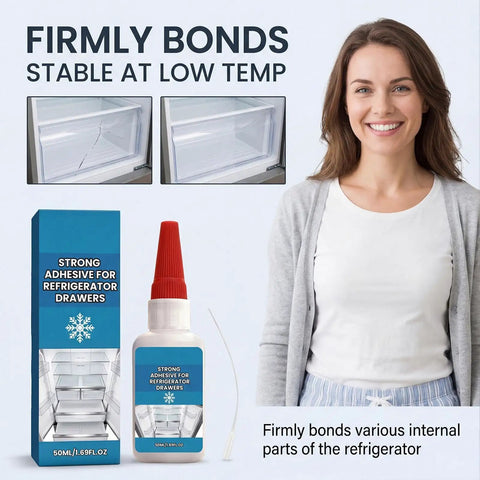 Image of all purpose metal bonding adhesive heavy duty glue for metal wood glass ceramic leather pottery mirror shoe soles and more long lasting super strong hold for refrigerator parts foundry projects and household repairs, showing the bottle and packaging next to a smiling person.