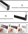 Matte Black Cabinet Pulls Set 10 Pack With Knurled Handles 5 Inch Hole Centers installation process with screws and tools