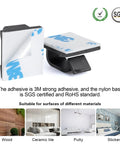 Adhesive Cable Clips 120 Pcs Black, Heavy Duty Wire Organizer showing adhesive backing and nylon base suitable for various surfaces