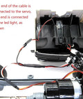 Rugged RC Car Light Strips Kit wiring for WPL D12 D14 C24 C34 and MN D90 MN99S showing cable connections to LED and servo