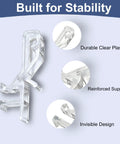 20 Piece Hidden Channel Valance Clips For One Seven Eighth Inch Blinds showing clear plastic clip with reinforced support and invisible design.