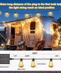 100Ft Solar String Lights Outdoor Waterproof With Remote And Timer illuminating a trailer at night, diagram below