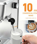 20 Bar Espresso Machine With Professional 10mm Milk Frother Steam Wand Stainless Steel Coffee Maker for Home Use close-up