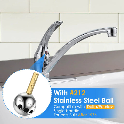 Single Handle Faucet Repair Kit With RP212 Stainless Steel Ball Valves And Knob Handles For Delta And Peerless Faucets Replacement RP77739 86971