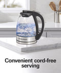 Glass Electric Tea Kettle 1 Liter 1500W Fast Boil Cordless Pour-Over With Auto Shutoff Boil-Dry Protection BPA Free Soft Blue LED