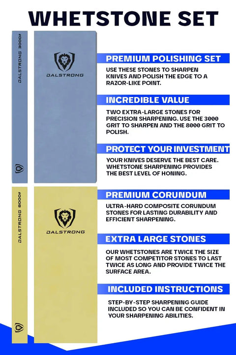 Premium Whetstone Kit With 3000 And 8000 Grit, Extra Large Stones, product features and benefits listed