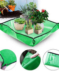 2Pack Plant Repotting Square Mats Foldable 39.3 Inch Garden Transplanting Work Cloth Waterproof Dirty Catcher Tarp in use