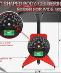 Pipe center finder, red Y-type with magnetic legs and adjustable dial protractor; measures 1.5–6 in pipe diameter.