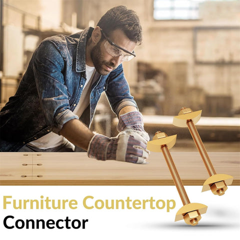 Man assembling furniture using Sturdy M8x100mm Flipped Connector Set 6 Pieces With Hex Nuts, Washers, And Tool in workshop
