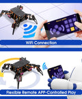 Programmable Bionic Spider Robot Kit For Kids 8 12 Teens And Adults, Cool DIY Robotics Building Toy With Walking Crawling Bots, App Remote Control, ESP8266 Control Board, STEM Science Kit Gift. WiFi app-controlled spider robot