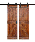 48 Inch By 84 Inch Classic Walnut Solid Wood Double Sliding Barn Door With Hardware Kit For Pantry Laundry Room Master Bath Closet Or Office Space Saving DIY Assembly Required