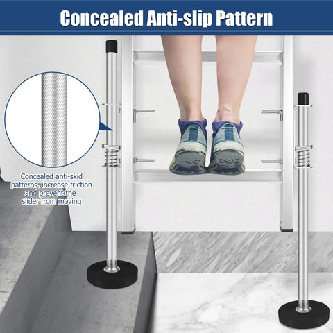 Heavy Duty Ladder Levelers With Anti Slip Steel Pole And Adjustable Extension Legs For Ladders Universal Stair Stabilizer