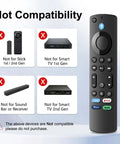 Image of Replacement Remote For Fire Stick 4K Max 4K HD Firestick 3rd Gen TV Cube Insignia And Toshiba Smart TVs With Voice Control, showing compatible devices
