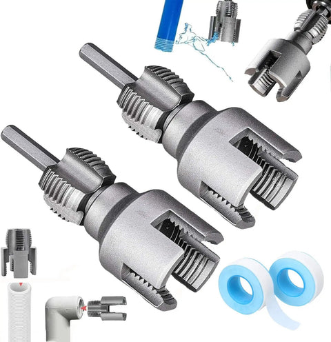 Two In One PVC Pipe Threader Kit For Internal And External Threads, One Half Inch Or Three Quarter Inch, Electric Drill Compatible