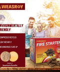 Grillin Ready Fire Starters For Fireplace And Grill, box with 64 odorless water-resistant squares for camping and BBQ.