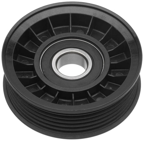 ACDelco Gold 38009 flanged idler pulley, black plastic body with metal bearing bore