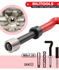 Thread Repair Kit M8x1.25 HSS Drill Helicoil Style Metric For Damaged Threads Rebuild Internal Threads With Tools Displayed