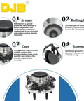 Diagram of Front Wheel Hub and Bearing Assembly 515054 For 1999-2006 Chevy Silverado 1500 showing grease, cage, raceway, and body.