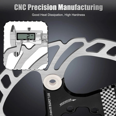 Close-up of Floating 6 Bolt Disc Brake Rotor For MTB Road Bike And BMX Stainless Steel showing CNC precision manufacturing.
