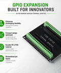 Sweet ESP32 Breakout Terminal Adapter 38 Pin 5 Pack Circuit Boards with green screw terminals and black PCB for GPIO expansion.