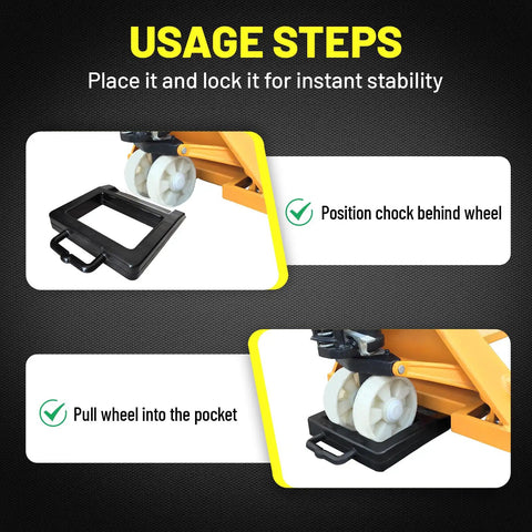Heavy Duty Rubber Pallet Jack Chocks 2 Pack Solid Anti Roll Wheel Stops That Keep Your Rig Locked Down Tight While Running Loads Around The Warehouse Without Any Funny Business