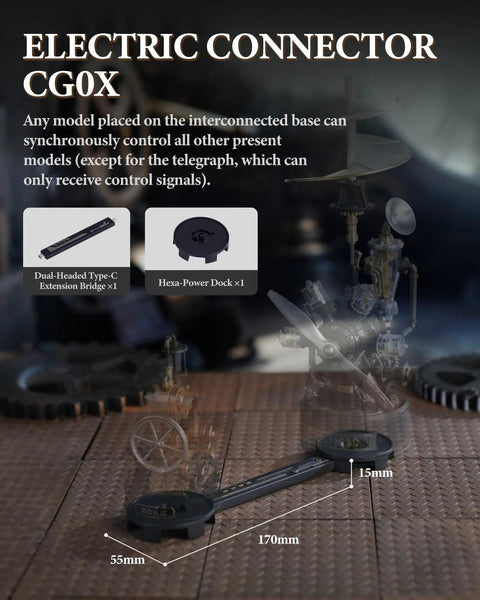 Electric Connector Add-On For Mechmix Series 3D Puzzle Mechanical Model Kit, 170mm bridge with 55mm base and 15mm dock