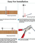 Installation guide for Six Pack Clear Acrylic T Bar Cabinet Pulls with 5 Inch Hole Centers, showing measurement and screw placement.