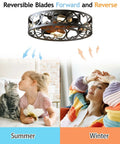 Low Profile Caged Ceiling Fan With Lights And Remote Control, showing reversible blades for summer and winter use, modern style.