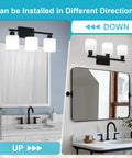 Three Light Matte Black Vanity Light Fixture Over Mirror With Milky White Glass Shades Anti Rust Wall Sconces Install Directions