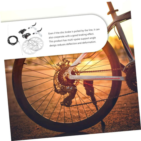 Rock Solid Mountain Bike Disc Brake Kit Featuring Hella Grippy Stopping Power and Lightweight Trail Upgrades Compatible with Most Fat Tire Cruisers and Dirt Bikes Premium Hydraulic Pads for Smooth Riding on bike wheel with disc brake.
