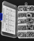 Beefy Pro Grade Heavy Duty Stainless Steel Washers Kit With 260 Pcs Assorted Flat And Spring Washers M2.5 To M10 For Home And Industrial Projects Rust Resistant 304 Stainless Steel, assorted washers in storage box