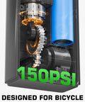 2 In 1 Mini Electric Bike Pump With LED Headlight And Digital Gauge Portable 150 PSI Tire Inflator Auto Shut Off Type C Rechargeable 2000mAh interior view
