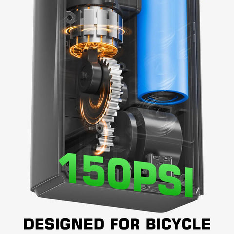 2 In 1 Mini Electric Bike Pump With LED Headlight And Digital Gauge Portable 150 PSI Tire Inflator Auto Shut Off Type C Rechargeable 2000mAh interior view